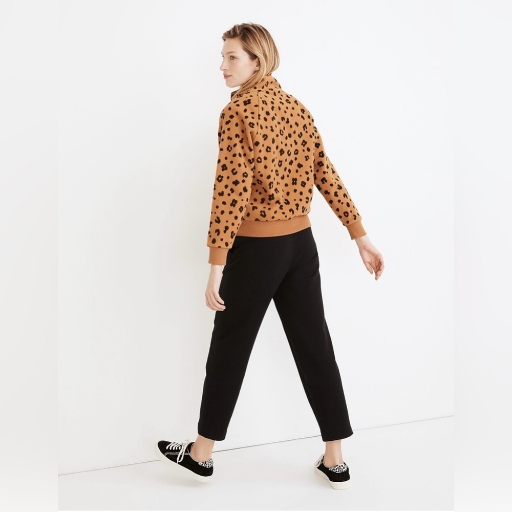 Madewell Better Fleece Womens Half Zip Sweatshirt Long Sleeve Cheetah Print Sz S - Picture 2 of 11
